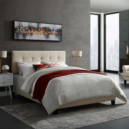 Bed | CasaFoyer Amira Queen Bed | Dreamy Atmosphere | Elegant Design | Plush Upholstered Base | Button-Tufted Headboard | Sturdy Wooden Frame | Accommodates Various Mattress Types | Sleek & Sophisticated | 800 lbs Weight Capacity | Box Spring Not Included | casafoyer.myshopify.com