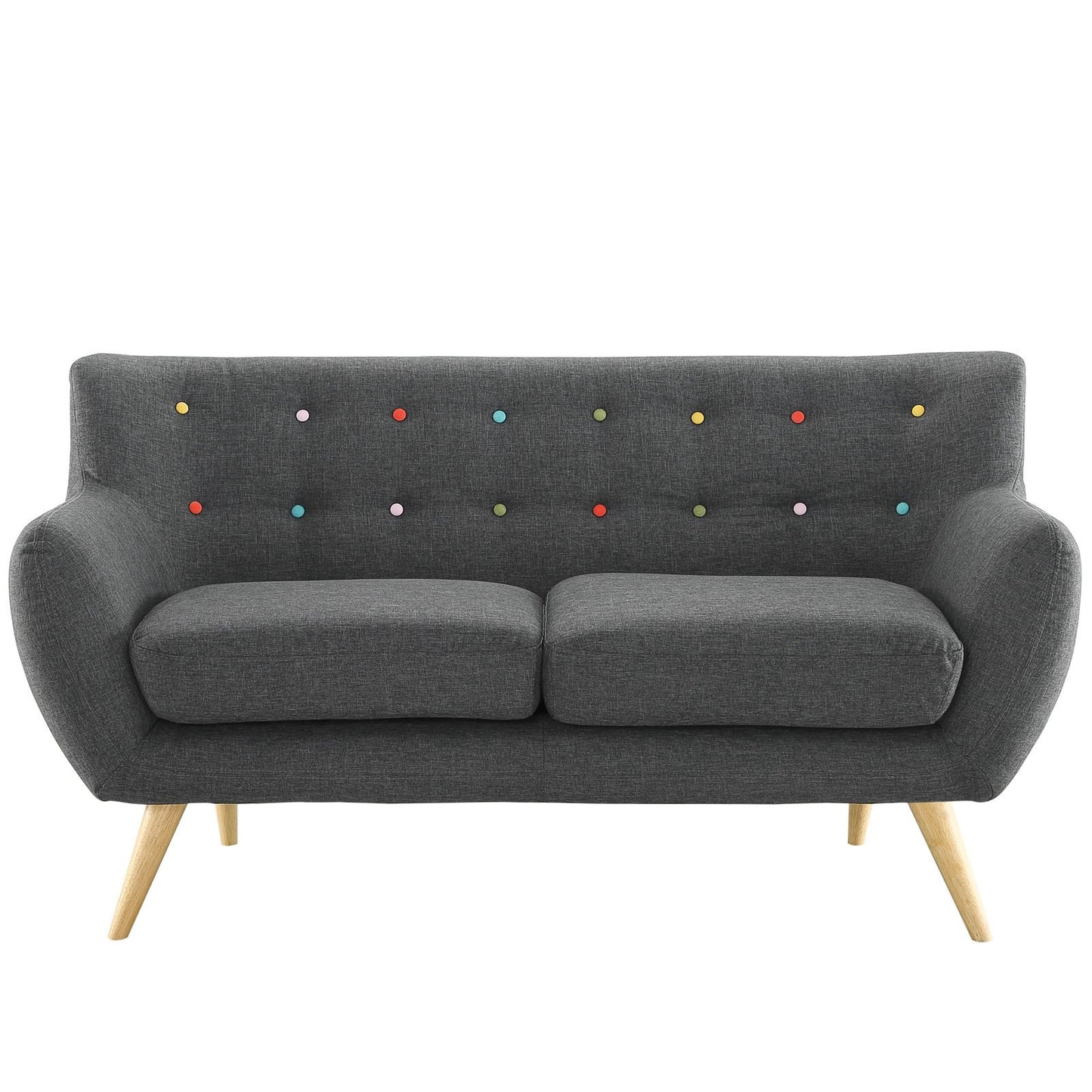 home office desk chairs | Luxurious Dual Cushion Loveseat | Organic Shape | Mid-Century Inspired Design | Sturdy Wooden Legs | Polyester Upholstery | Captivating Form & Fine Stitching | Modern & Sophisticated | Gray | casafoyer.myshopify.com