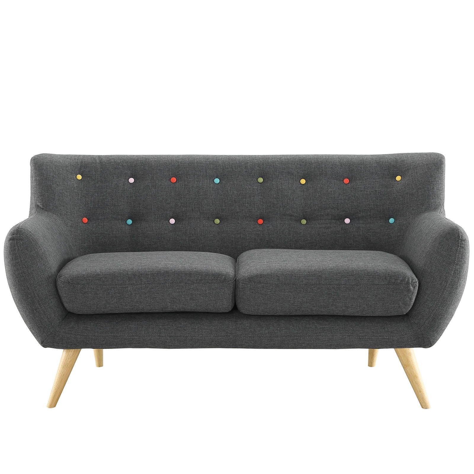home office desk chairs | Luxurious Dual Cushion Loveseat | Organic Shape | Mid-Century Inspired Design | Sturdy Wooden Legs | Polyester Upholstery | Captivating Form & Fine Stitching | Modern & Sophisticated | Gray | casafoyer.myshopify.com