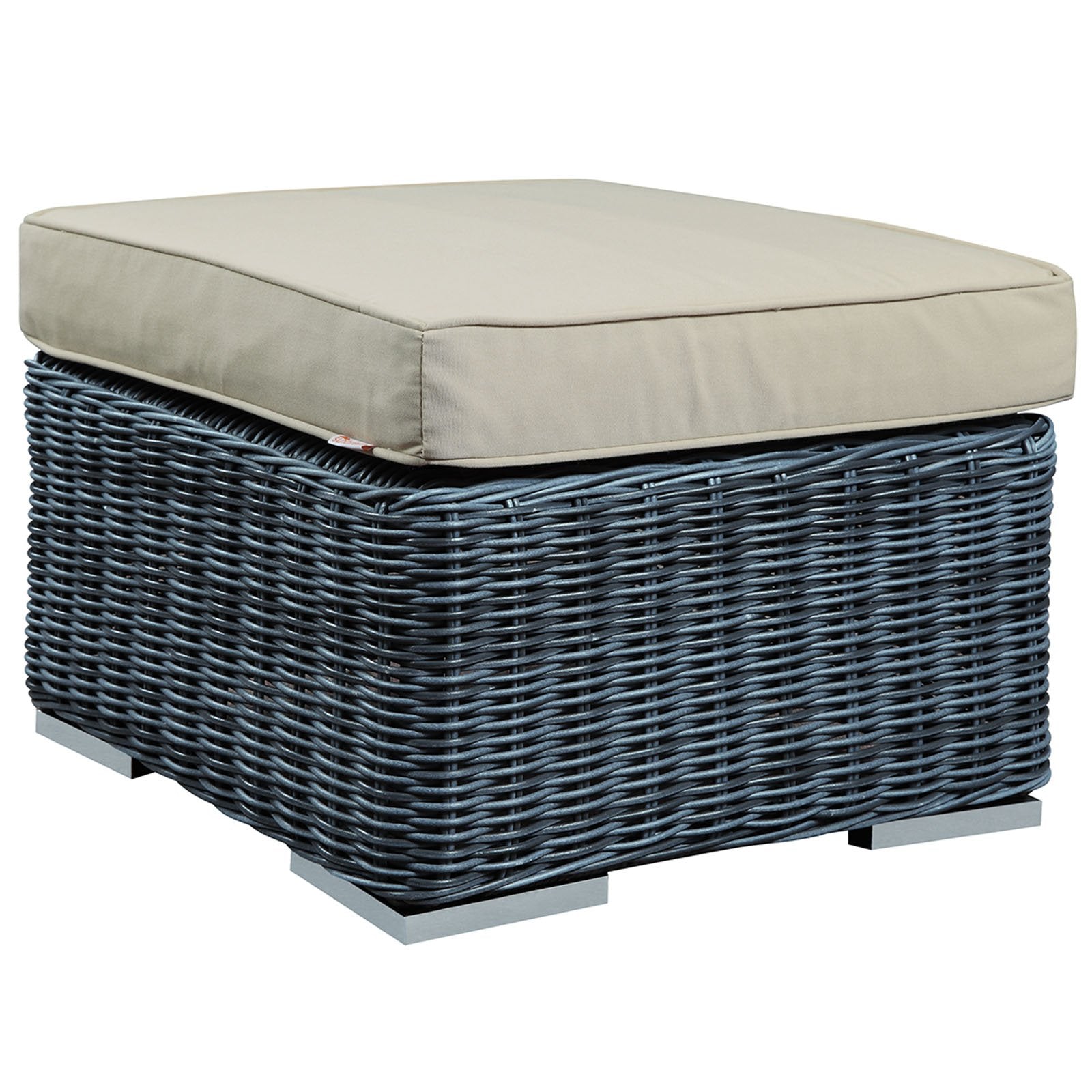 Ottoman | Summon Outdoor Patio Ottoman | Two-Tone Rattan | Sunbrella Cushions | UV Protection | Aluminum Frame | Ultimate Comfort & Quality | casafoyer.myshopify.com
