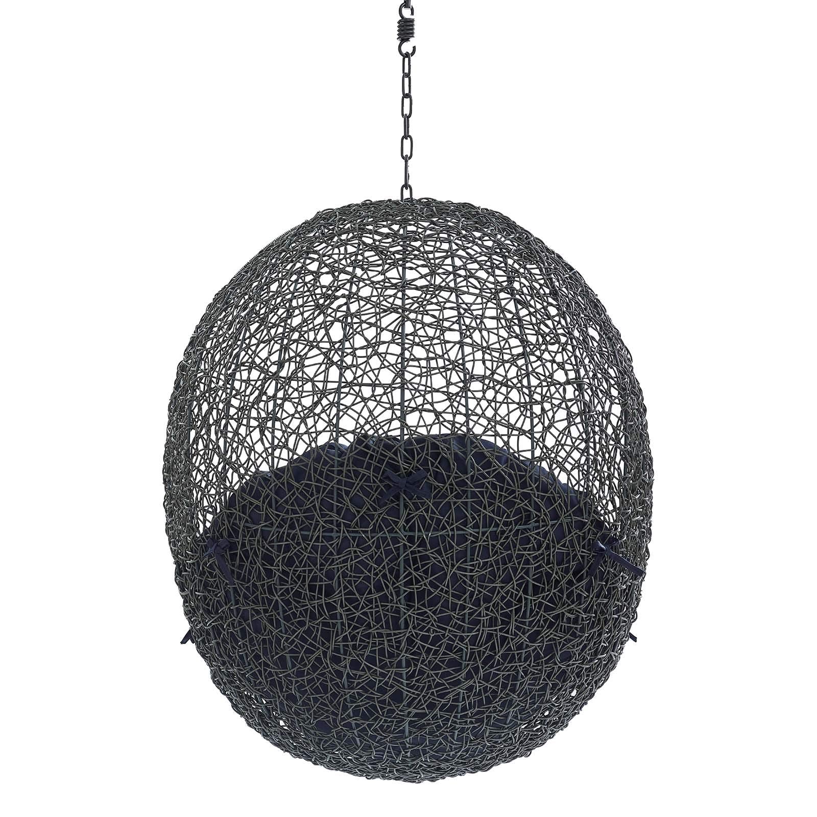 porch swings | Ergode Hide Outdoor Patio Swing Chair | Tranquil Island Escape | Synthetic Rattan Weave | Sunbrella Cushion | Powder-Coated Steel Frame | Adjustable Chain | Indoor/Outdoor Lounge Furniture | UV Resistant | Gray Navy | casafoyer.myshopify.com