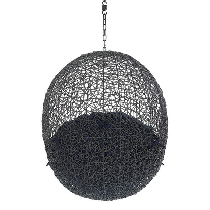 porch swings | Ergode Hide Outdoor Patio Swing Chair | Tranquil Island Escape | Synthetic Rattan Weave | Sunbrella Cushion | Powder-Coated Steel Frame | Adjustable Chain | Indoor/Outdoor Lounge Furniture | UV Resistant | Gray Navy | casafoyer.myshopify.com