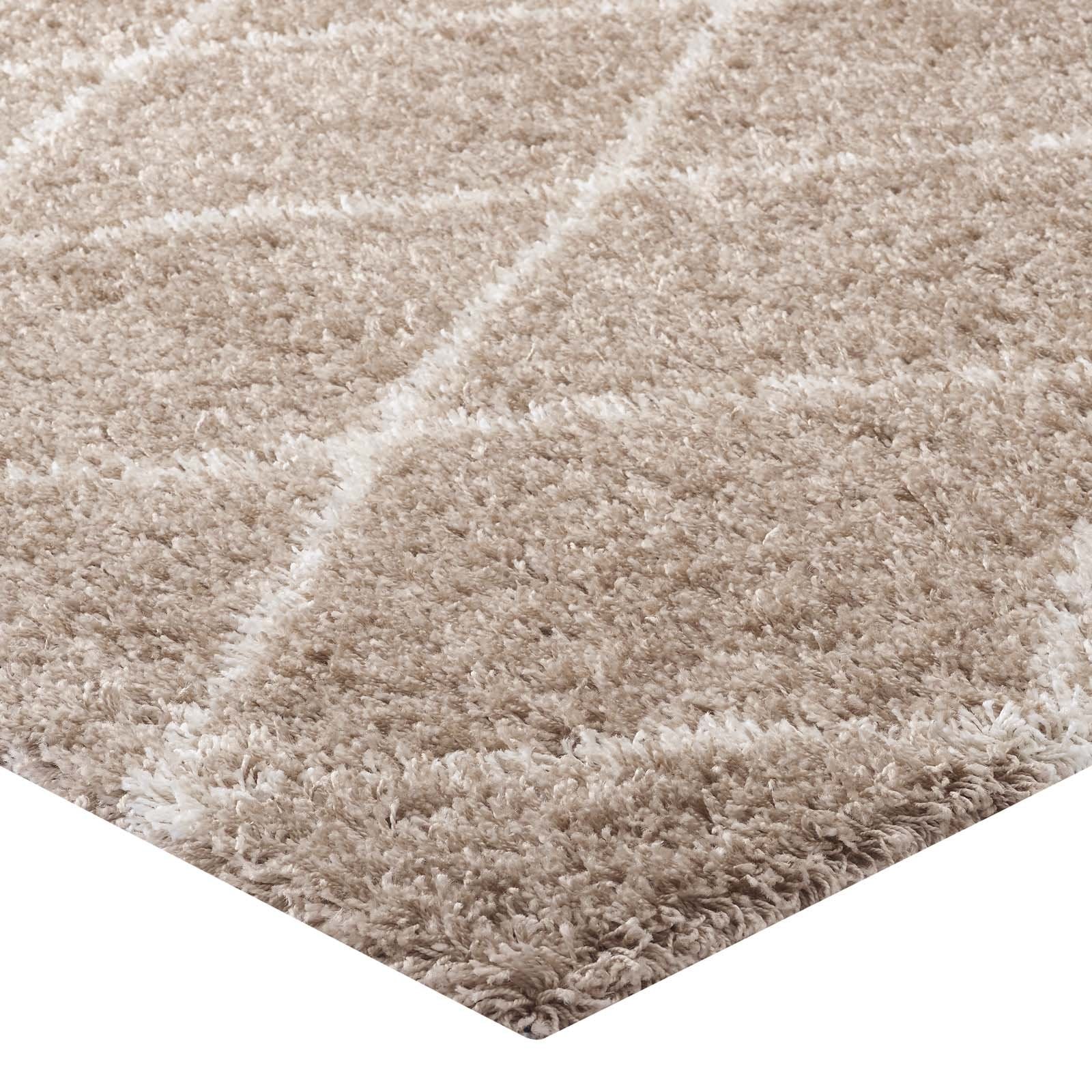 Carpet & Rugs | CasaFoyer Toryn Diamond Trellis Shag Area Rug | Beige/Ivory | 5x8 ft | Durable | Non-Shedding | High Density | Jute Bottom | Perfect for Living Room, Bedroom, Family Room | Easy to Clean & Maintain | casafoyer.myshopify.com