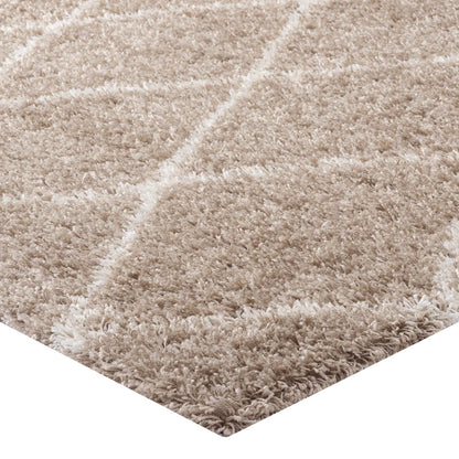 Carpet & Rugs | CasaFoyer Toryn Diamond Trellis Shag Area Rug | Beige/Ivory | 5x8 ft | Durable | Non-Shedding | High Density | Jute Bottom | Perfect for Living Room, Bedroom, Family Room | Easy to Clean & Maintain | casafoyer.myshopify.com