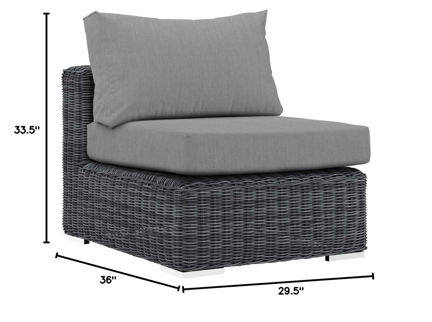 executive chairs | CasaFoyer Summon Outdoor Patio Armless Sectional Sofa Chair | Two-Tone Rattan | Sunbrella Cushions | UV Protection | Aluminum Frame | Perfect for Patio, Backyard, Poolside | Includes 1 Sofa Chair | casafoyer.myshopify.com