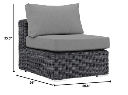 executive chairs | CasaFoyer Summon Outdoor Patio Armless Sectional Sofa Chair | Two-Tone Rattan | Sunbrella Cushions | UV Protection | Aluminum Frame | Perfect for Patio, Backyard, Poolside | Includes 1 Sofa Chair | casafoyer.myshopify.com