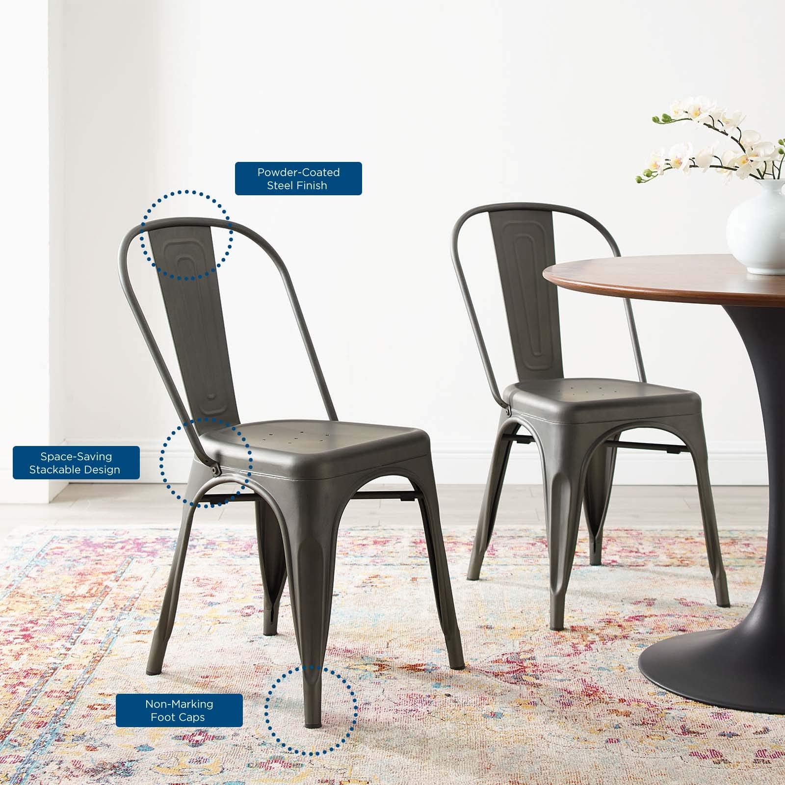home office desk chairs | CasaFoyer Promenade Bistro Dining Side Chair Set of 2 | Classic Bistro Style | Steel Finish | Non-Marking Foot Caps | 331 lbs Weight Capacity | casafoyer.myshopify.com