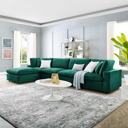 kitchen and dining room sets | CasaFoyer Commix | Luxurious & Inviting 5-Piece Sectional Sofa Set | Green Stain-Resistant Velvet | Solid Wood Construction | Foam & Duck Down Cushions | Overstuffed Feather Cushions | 331 lbs Weight Capacity | Plastic Foot Glides | casafoyer.myshopify.com