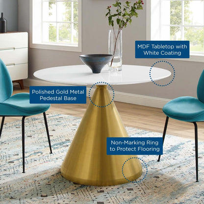 patio dining tables | CasaFoyer Tupelo 40 Dining Table | Modern Style | Mid-Century Charm | Polished Gold Metal Base | Easy to Clean | Non-Marking Ring | Assembly Required | casafoyer.myshopify.com