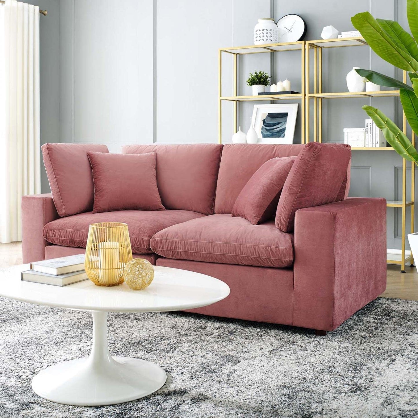 sofas | CasaFoyer Commix Cozy Performance Velvet Loveseat Set - Dusty Rose | Plush Comfort | Stain-Resistant | Solid Wood Frame | Ideal for Living, Family, Game Room | Includes 2 Overstuffed Corner Chairs | casafoyer.myshopify.com