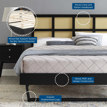 adjustable bed bases | CasaFoyer Sidney Woven Cane Rattan Wood Queen Platform Bed | Retro Charm | Natural Beauty | Mid-Century Design | No Box Spring Needed | Durable Construction | Easy Assembly | 601 lbs Weight Capacity | casafoyer.myshopify.com