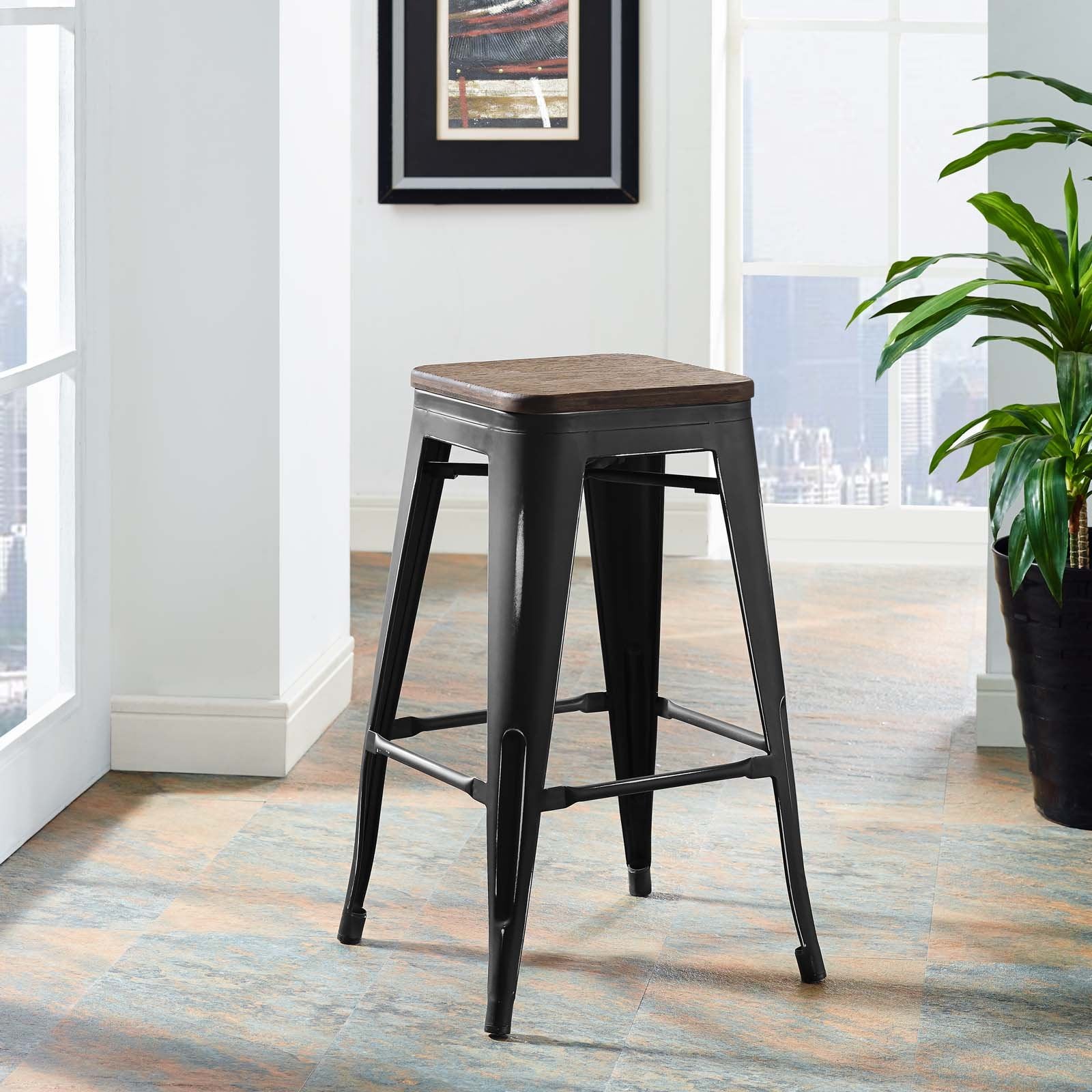 barstools | CasaFoyer Promenade Bamboo & Metal Counter Stool | Vintage Powder Coated Steel Finish | Industrial Modern Design | Versatile & Vibrant | Set of 1 | casafoyer.myshopify.com