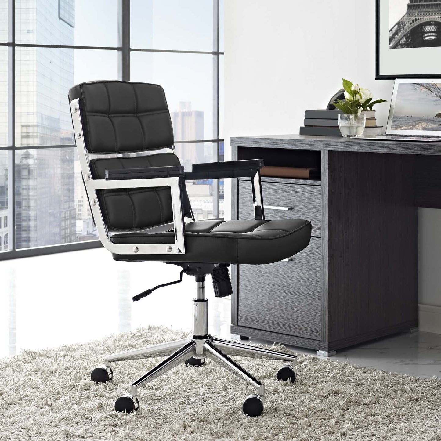 home office desk chairs | CasaFoyer Portray Highback Office Chair | Bold Design | Comfortable Seating | Chrome Steel Frame | Dual Wheel Casters | Tilt Control | Height Adjustment | casafoyer.myshopify.com