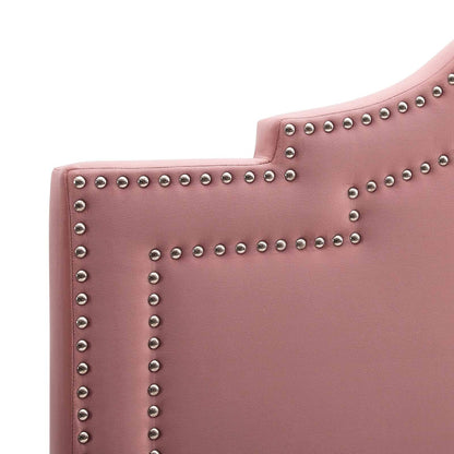headboards | CasaFoyer Lucia Performance Velvet King/California King Headboard | Arched Shape | Nailhead Trim | Stain-Resistant | Comfortable Foam Padding | casafoyer.myshopify.com