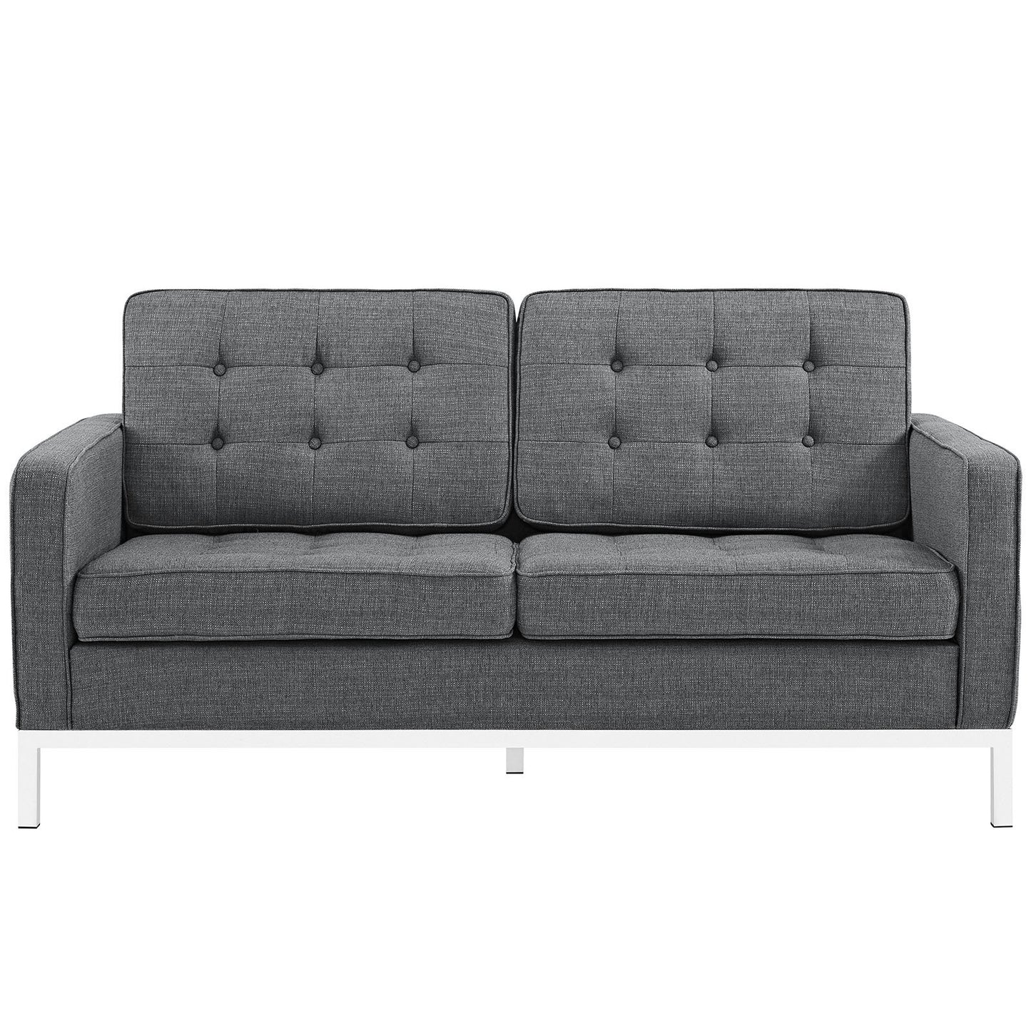 Sofa & chair Sets | Mid-Century Modern Loft Series | Stainless Steel Frame | Elegant Design | Comfortable Seating | Ideal for Reception Areas, Living Rooms, Hotels, Resorts, Restaurants | Gray | casafoyer.myshopify.com
