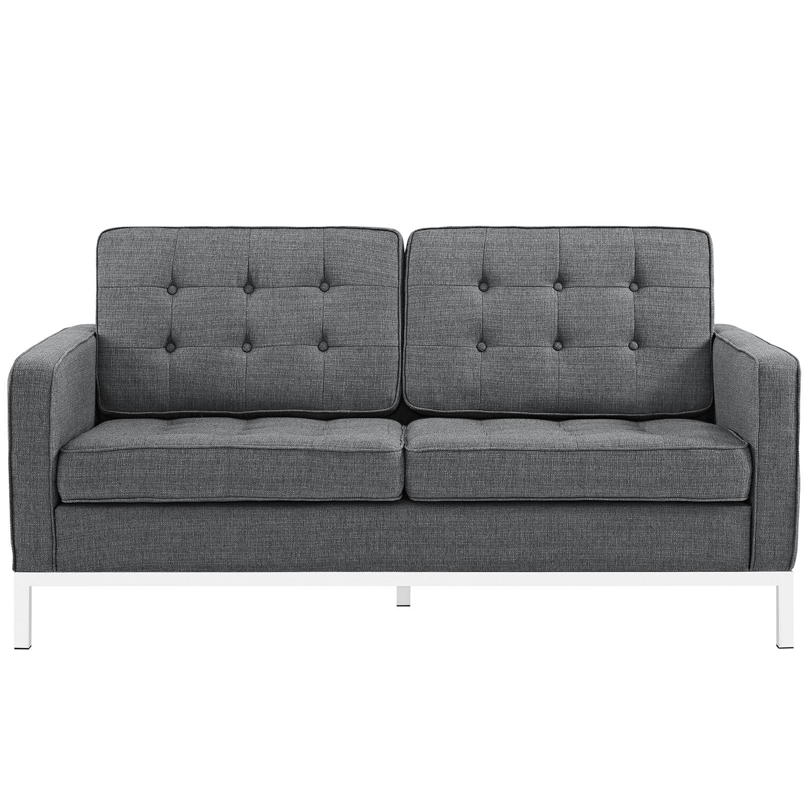Sofa & chair Sets | Mid-Century Modern Loft Series | Stainless Steel Frame | Elegant Design | Comfortable Seating | Ideal for Reception Areas, Living Rooms, Hotels, Resorts, Restaurants | Gray | casafoyer.myshopify.com