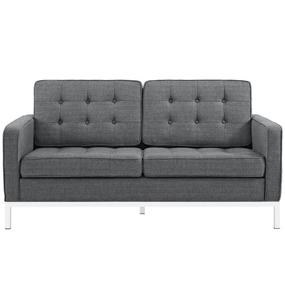 Sofa & chair Sets | Mid-Century Modern Loft Series | Stainless Steel Frame | Elegant Design | Comfortable Seating | Ideal for Reception Areas, Living Rooms, Hotels, Resorts, Restaurants | Gray | casafoyer.myshopify.com