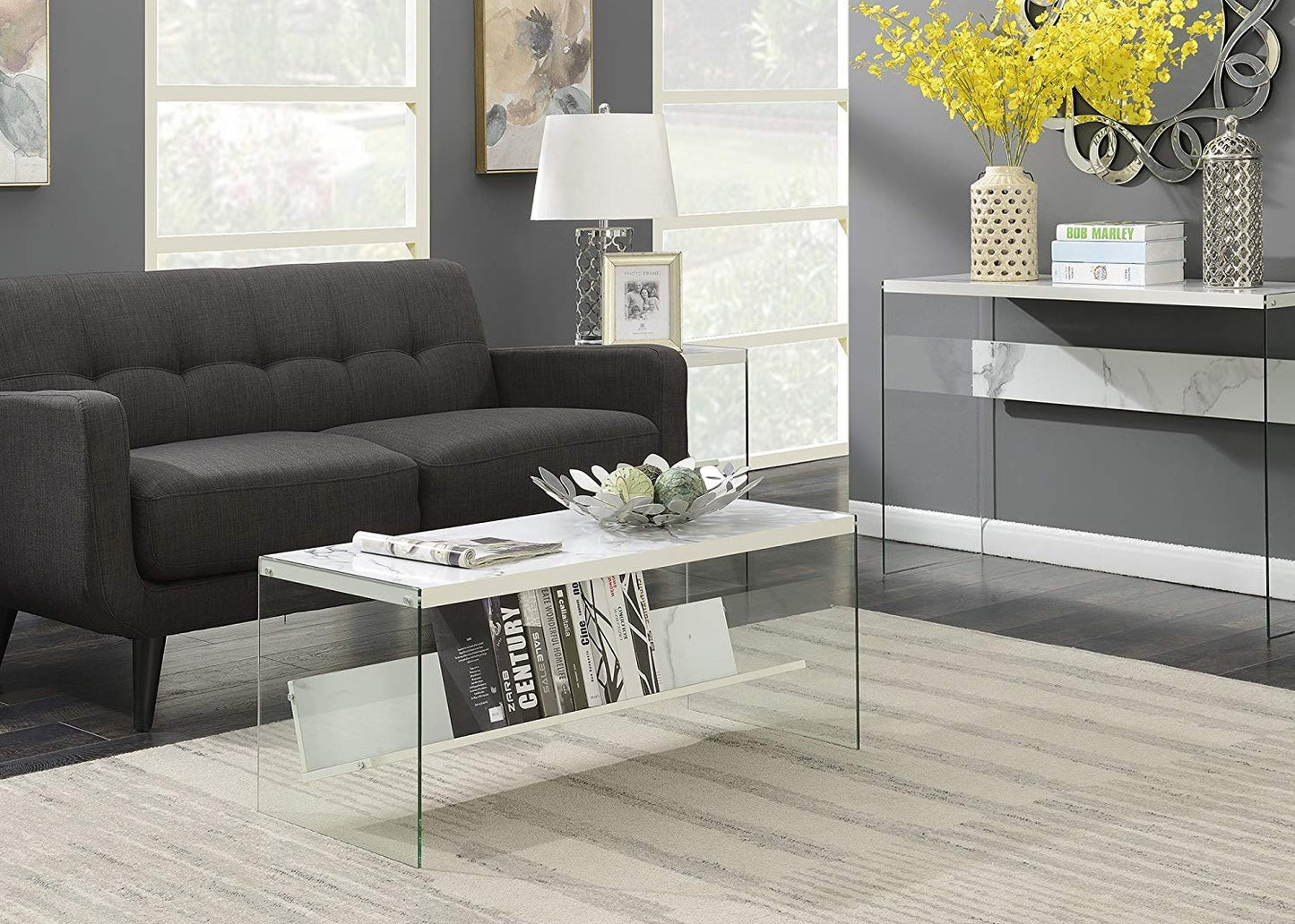 TABLE | Ergode SoHo Coffee Table with Shelf | Contemporary Design | Tempered Glass Sides | Spacious Tabletop | Ideal for Living Room, Office, or Entertainment Space | casafoyer.myshopify.com