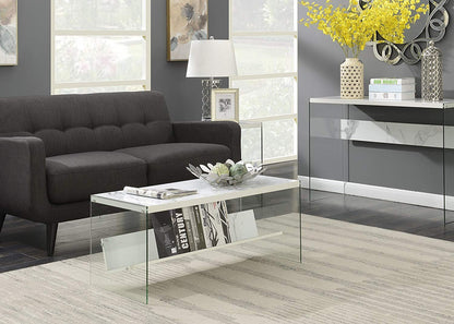 TABLE | Ergode SoHo Coffee Table with Shelf | Contemporary Design | Tempered Glass Sides | Spacious Tabletop | Ideal for Living Room, Office, or Entertainment Space | casafoyer.myshopify.com