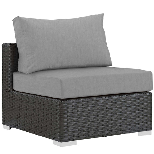 executive chairs | Sojourn Outdoor Patio Armless Chair | Sunbrella Fabric | Synthetic Rattan | UV Protection | Aluminum Frame | Ideal for Patio, Backyard, Poolside | casafoyer.myshopify.com