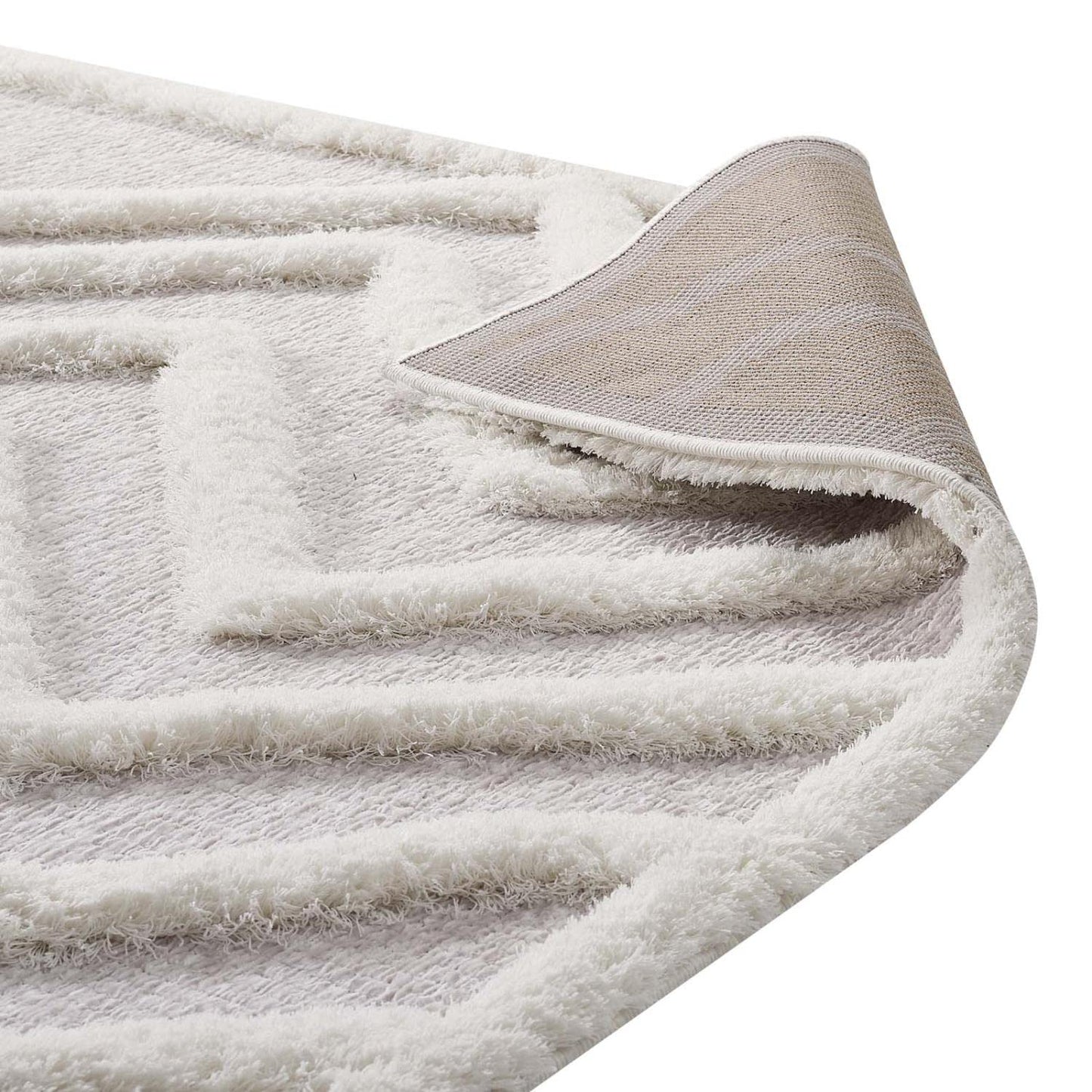 Carpet & Rugs | CasaFoyer Pathway Abstract Chevron 5x8 Shag Area Rug | Elegant Ivory & Light Gray Design | Luxurious Polyester & Chenille Blend | Durable & Family-Friendly | Perfect for Living Room, Bedroom, or Family Room | Easy to Clean & Maintain | Includes One Rug | casafoyer.myshopify.com