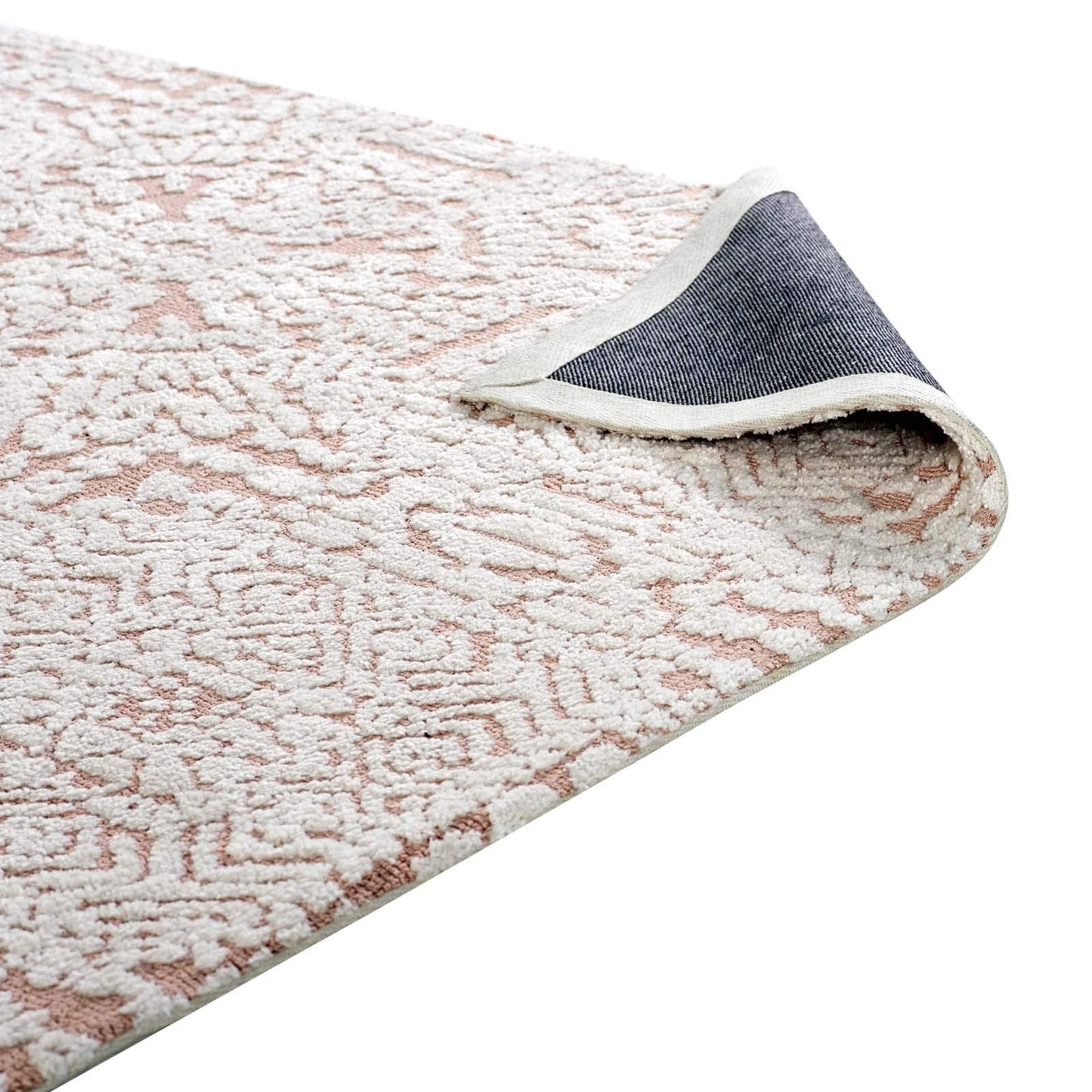 Carpet & Rugs | CasaFoyer Javiera Contemporary Moroccan Area Rug | Modern Design | Soft Polyester Microfiber | Durable Jute Bottom | Non-Shedding | Stain-Resistant | Easy to Clean | 5x8 | Ivory & Cameo Rose | casafoyer.myshopify.com