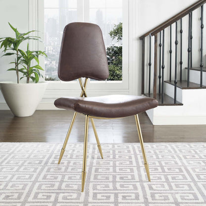 home office desk chairs | CasaFoyer Ponder Dining Side Chair | Comfortable High-Density Foam Seat | Antique Faux Leather Upholstery | Gold Stainless Steel Frame | Versatile Accent Chair for Dining, Living Room, Entryway | Brown | casafoyer.myshopify.com