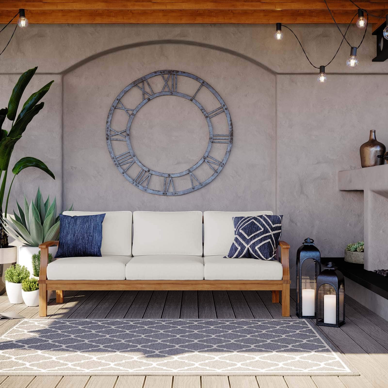 sofas | CasaFoyer Marina Teak Wood Outdoor Patio Sofa | Luxury, Durable, Weather-Resistant | Contemporary Design | Perfect for Outdoor Gatherings | Assembly Required | casafoyer.myshopify.com