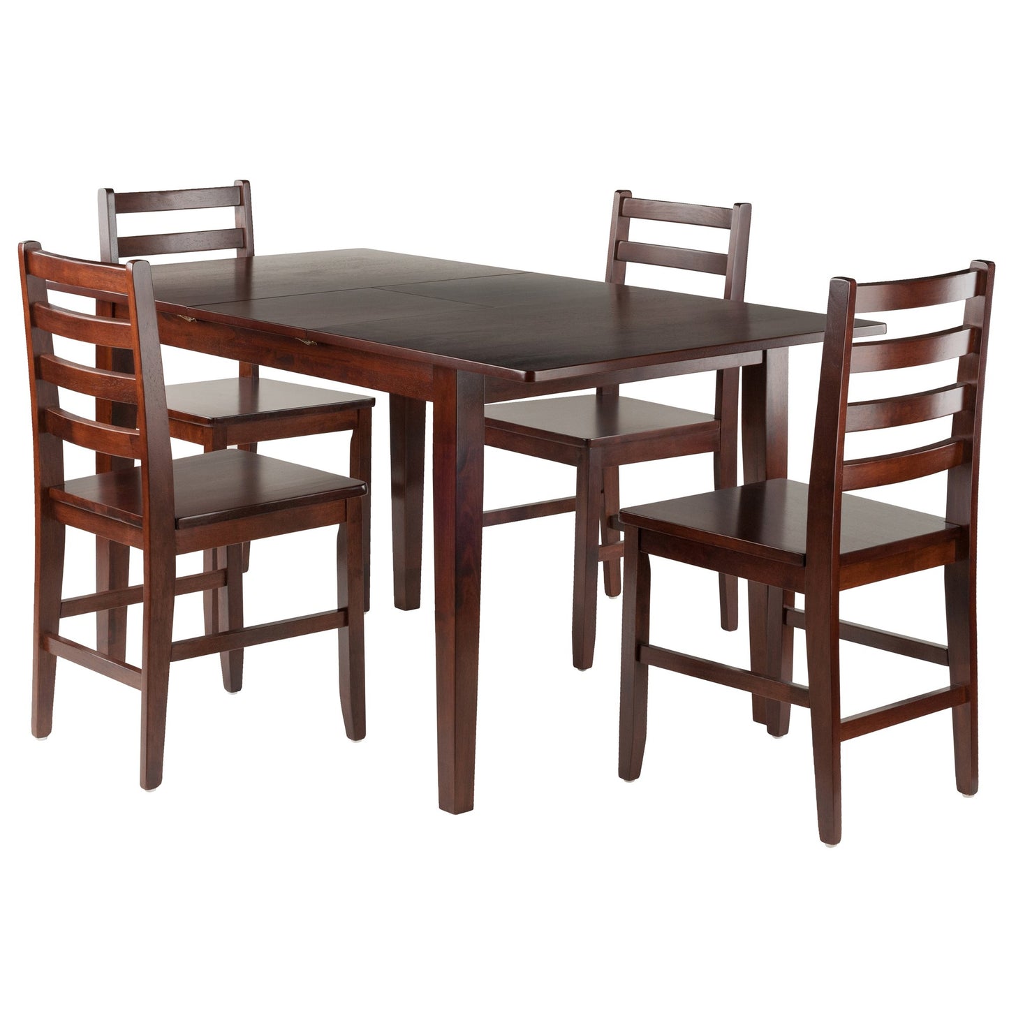 childrens table and chair sets | CasaFoyer Flexible 5-Piece Dining Set | Expandable Table up to 58 | 4 Ladderback Chairs | Solid Wood | Walnut Finish | casafoyer.myshopify.com