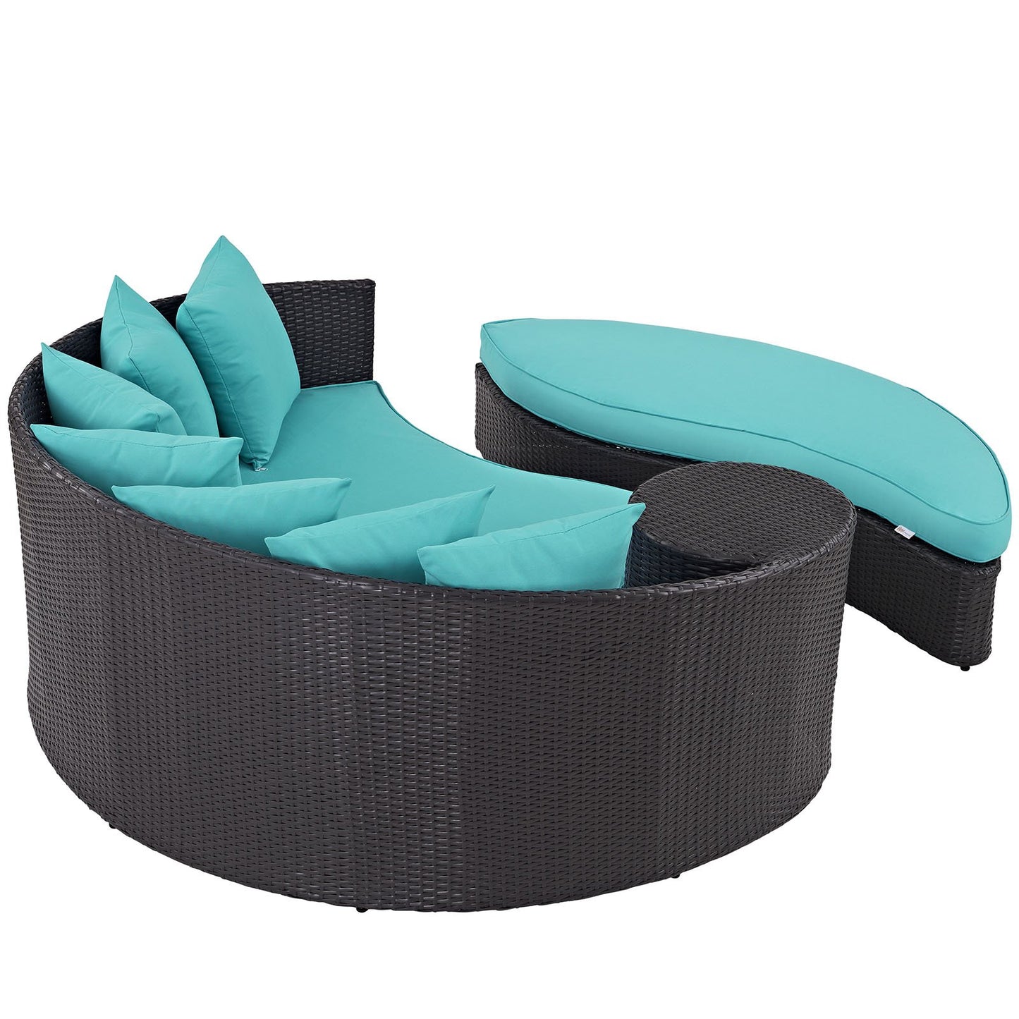 sofas | CasaFoyer Convene Outdoor Sectional | Adjustable Patio Daybed with Ottoman | Weather-Resistant Cushions | Espresso Turquoise | casafoyer.myshopify.com