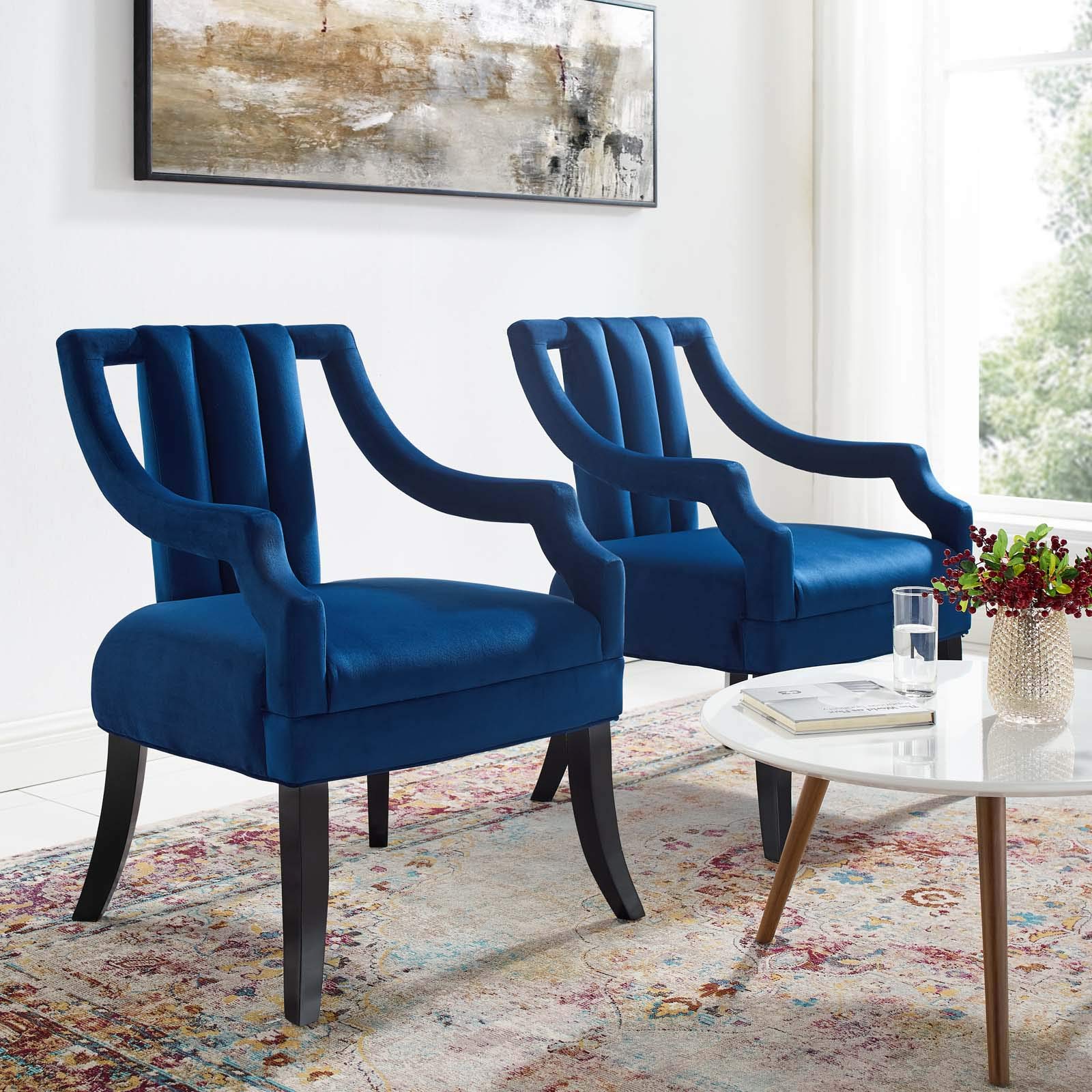 home office desk chairs | CasaFoyer Harken Accent Chair Set of 2 | Vintage-Inspired | Stain-Resistant Velvet | Comfortable Foam Padding | Birch Wood Legs | Versatile Design | casafoyer.myshopify.com