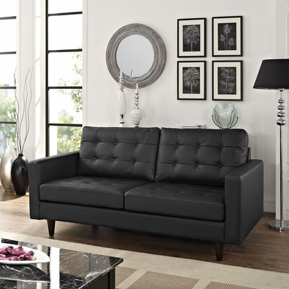 sofas | CasaFoyer Empress Tufted Leather Loveseat | Exquisite Design | Luxurious Cushions | Elegant Armrests | Sturdy Wooden Legs | Floor Protection | Black | casafoyer.myshopify.com