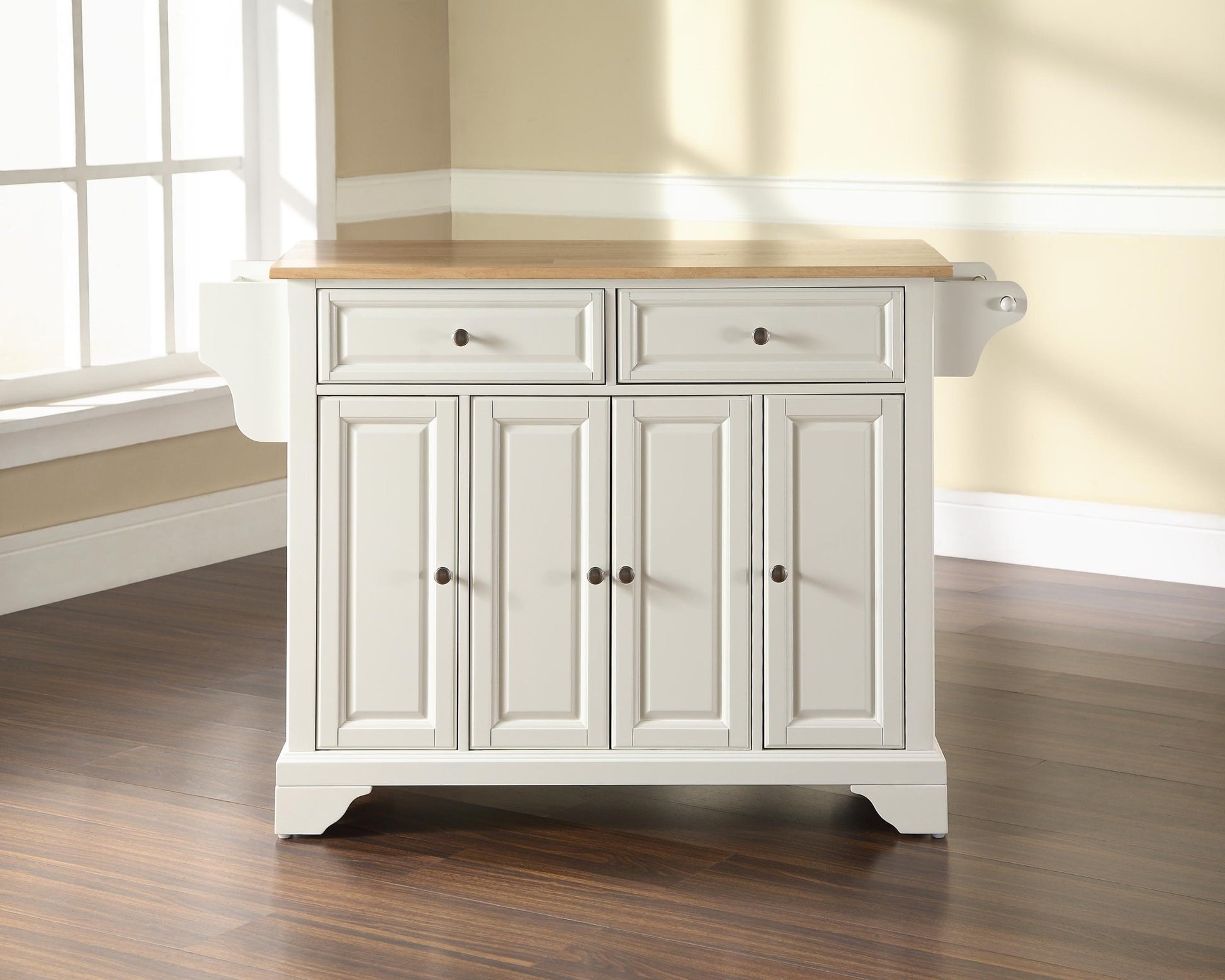 Kitchen Storage | Durable Solid Hardwood Kitchen Island | Elegant Raised Panel Doors | Ample Storage Space | White Finish | casafoyer.myshopify.com