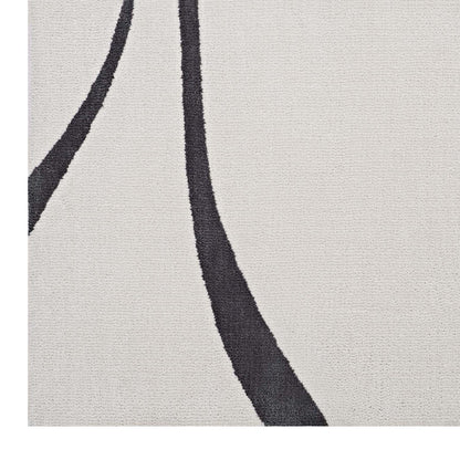 area rugs | CasaFoyer Therese Abstract Swirl Area Rug | Elegant Modern Design | Plush Feel | Stain-Resistant | Easy to Maintain | 5x8 Ivory and Charcoal | casafoyer.myshopify.com