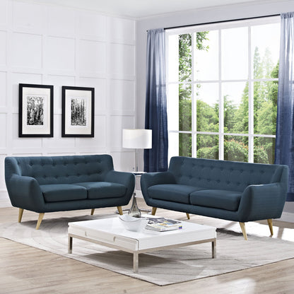 Sofa & chair Sets | Remark Living Room Set | Exquisite & Comfortable | Plush Dual Cushion Design | Organic Shape | Solid Wood Dowel Legs | Polyester Upholstery | Finely Stitched Back Seat Buttons | Modern & Stylish | Includes Loveseat & Sofa | casafoyer.myshopify.com