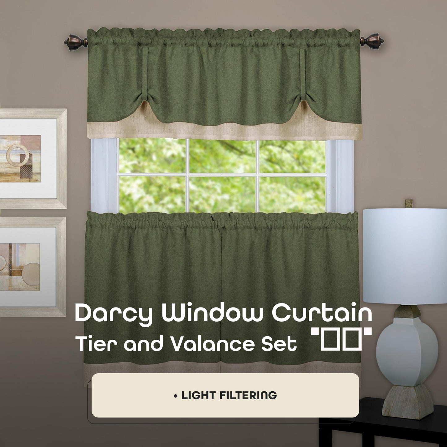 solar panels | CasaFoyer Darcy Window Curtain Tier & Valance Set | High-Quality Polyester Fabric | 1.5 Rod Pocket | Easy Installation | Machine Washable | Green/Camel | casafoyer.myshopify.com