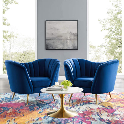 home office desk chairs | CasaFoyer Opportunity Vertical Channel Tufted Curved Performance Velvet Armchair Set of 2 | Glam Deco Lounge Accent | Stain-Resistant | Retro-Modern Look | Navy | casafoyer.myshopify.com