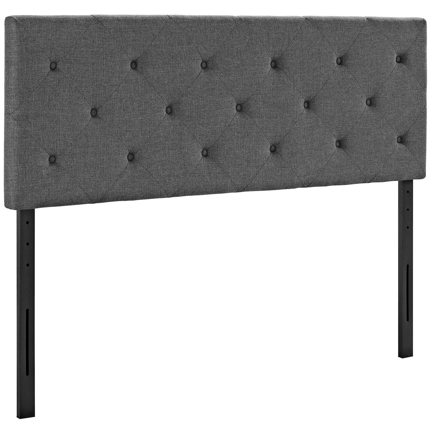 headboards | CasaFoyer  Terisa Button Tufted Linen Fabric King Headboard | Gray | Solid Wood Frame | Adjustable Legs | Diamond-Patterned Trim | Durable Polyester Upholstery | casafoyer.myshopify.com