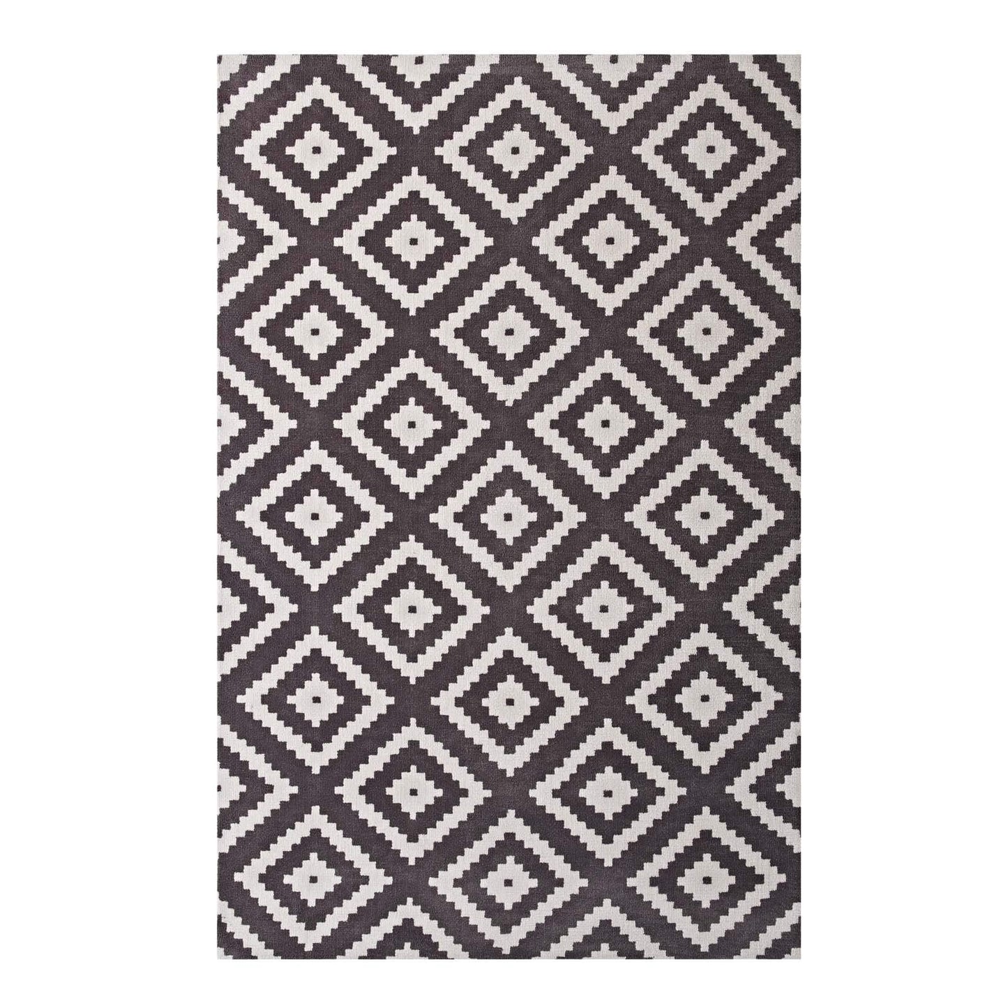 area rugs | CasaFoyer Alika Abstract Diamond Trellis Area Rug | Modern Design | Soft Polyester Microfiber | Durable Jute Bottom | Stain Resistant | Easy to Maintain | 5x8 | Ivory and Charcoal | casafoyer.myshopify.com