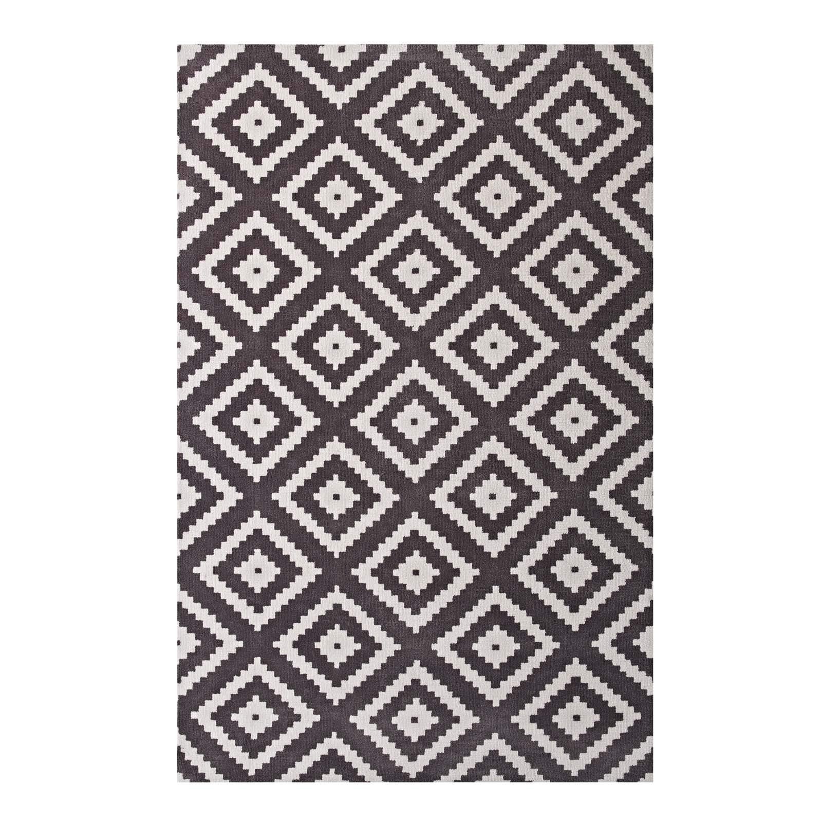 area rugs | CasaFoyer Alika Abstract Diamond Trellis Area Rug | Modern Design | Soft Polyester Microfiber | Durable Jute Bottom | Stain Resistant | Easy to Maintain | 5x8 | Ivory and Charcoal | casafoyer.myshopify.com