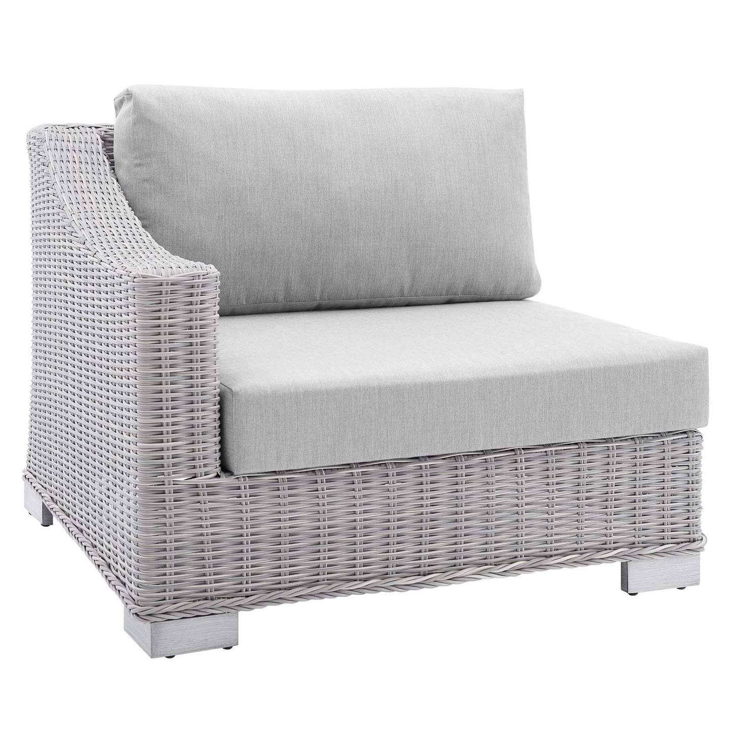 sofas | CasaFoyer Conway Outdoor Patio Sunbrella Wicker Rattan 5-Piece Sectional Sofa Furniture Set | Light Gray | UV-Resistant | Modular Design | Aluminum Frame | Water-Resistant Cushions | casafoyer.myshopify.com