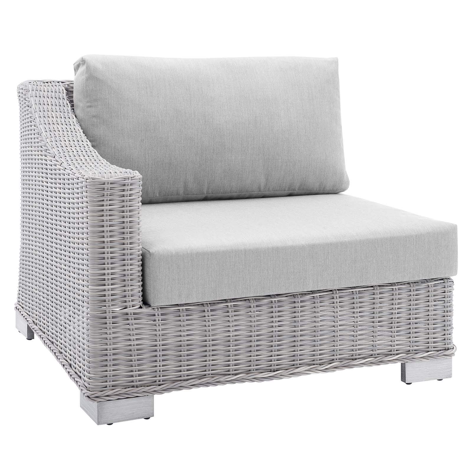 sofas | CasaFoyer Conway Outdoor Patio Sunbrella Wicker Rattan 5-Piece Sectional Sofa Furniture Set | Light Gray | UV-Resistant | Modular Design | Aluminum Frame | Water-Resistant Cushions | casafoyer.myshopify.com