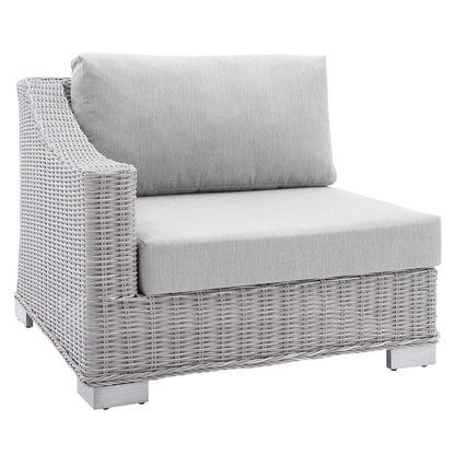 patio bistro sets | CasaFoyer Conway Outdoor Patio Wicker Rattan Left-Arm Sectional Sofa Chair | Light Gray | UV-Resistant | Modular Design | Powder-Coated Aluminum Frame | Sunbrella Fabric | Water-Resistant | 300 lbs Weight Capacity | casafoyer.myshopify.com