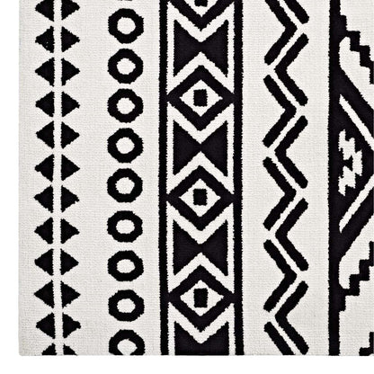 Carpet & Rugs | CasaFoyer Haku Geometric Moroccan Tribal Area Rug | Modern Design | Soft Polyester Microfiber | Durable Jute Bottom | Stain-Resistant | Easy to Maintain | 5x8 | Black and White | casafoyer.myshopify.com