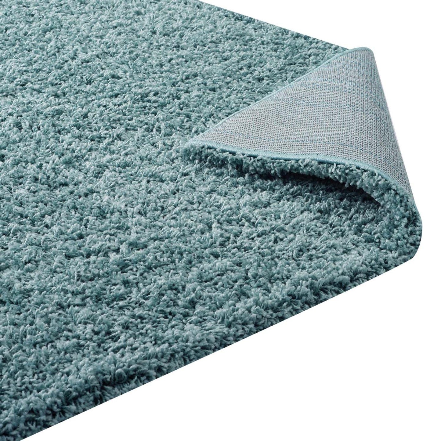 area rugs | CasaFoyer Enyssa Solid Shag Area Rug | Durable Polypropylene Construction | Non-Shedding | Stain Resistant | 8x10 Aqua Blue and Ivory | Ideal for Home Decor | casafoyer.myshopify.com