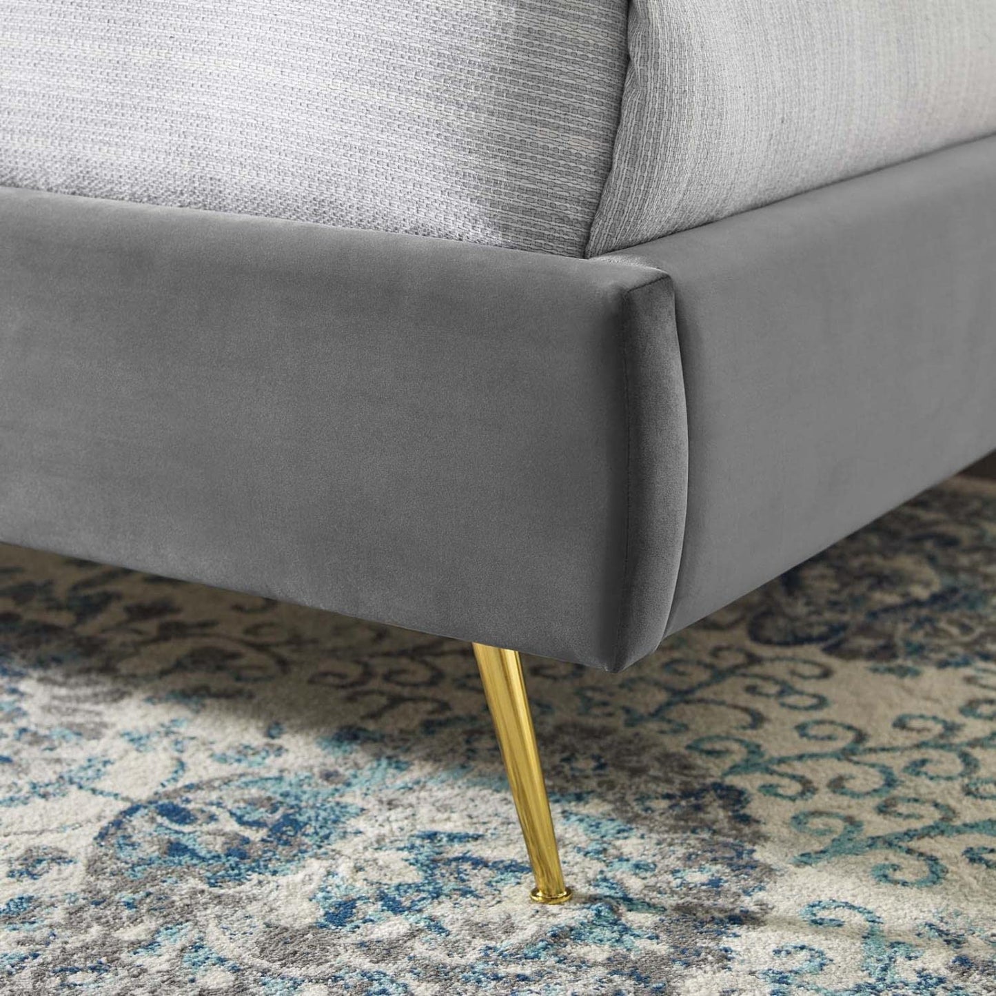 adjustable bed bases | CasaFoyer Lana Performance Velvet Queen Platform Bed | Wingback Tufted Design | Stain-Resistant Velvet | Gold Metal Legs | Wood Slat Support | casafoyer.myshopify.com