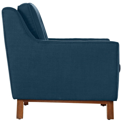 sofas | CasaFoyer Beguile Collection | Mid-Century Style Fabric Armchair & Sofa Set | Walnut Base | Plush Cushions | Tufted Buttons | Enhance Your Living Space | casafoyer.myshopify.com