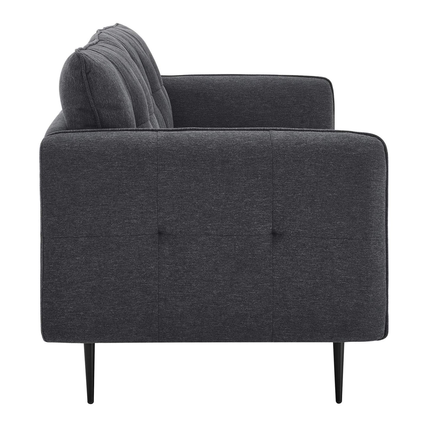 sofas | CasaFoyer Cameron Tufted Fabric Sofa | Contemporary Mid-Century Style | Soft Polyester Upholstery | Dense Foam Padding | Solid Wood Frame | Easy Assembly | Charcoal | casafoyer.myshopify.com