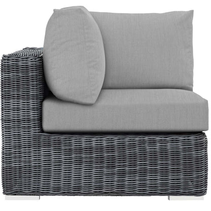 sofas | Summon Outdoor Patio Corner Sofa Chair | Ultimate Comfort & Quality | Two-Tone Rattan Weave | Sunbrella Cushions | UV Protection | Powder-Coated Aluminum Frame | Contemporary Design | Perfect for Patio, Backyard, Poolside | Includes One Corner Chair | casafoyer.myshopify.com