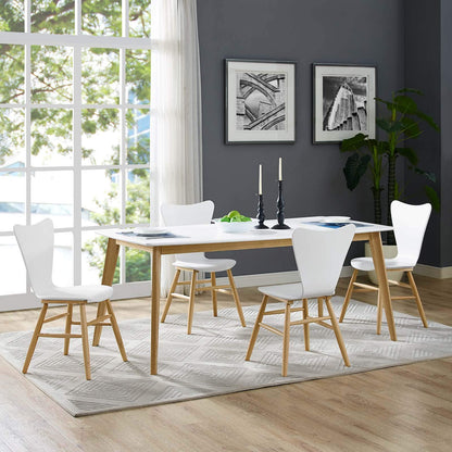 home office desk chairs | CasaFoyer Cascade Dining Chair Set of 4 | Mid-Century Modern Design | Contoured Seat | Beechwood Legs | 331lb Weight Capacity | White | casafoyer.myshopify.com